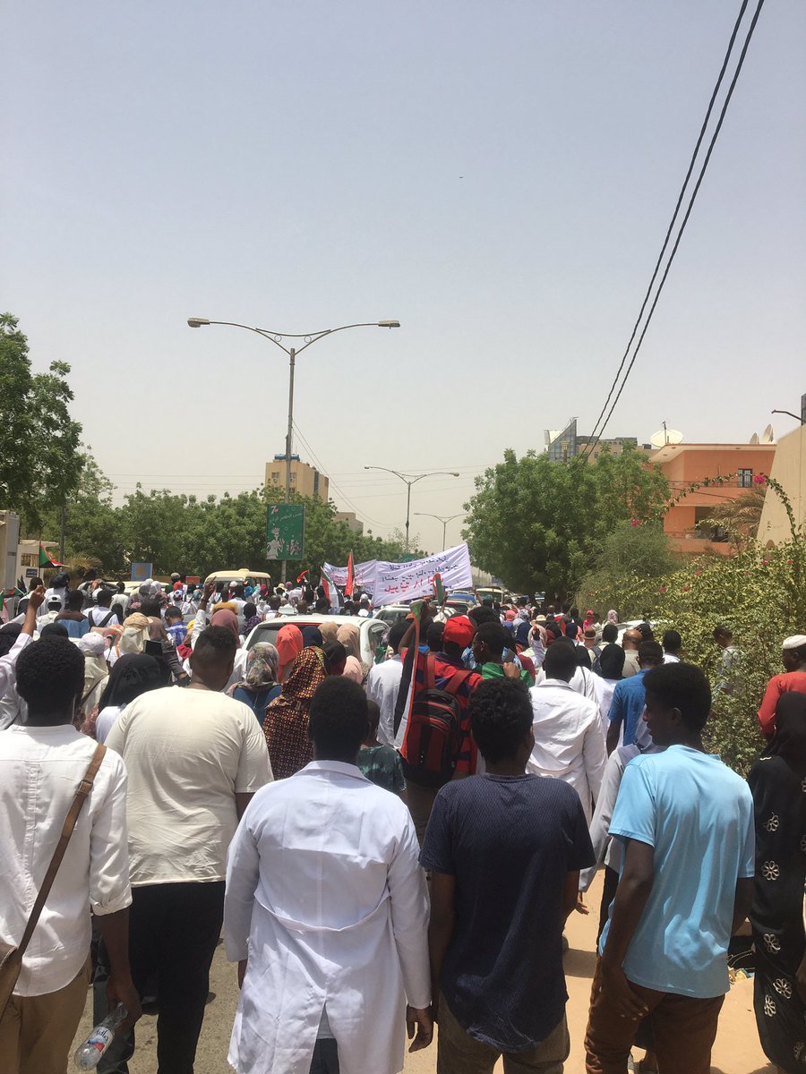 Bahri University medical students and graduates come together in a protest heading towards General Command HQ in Khartoum. 