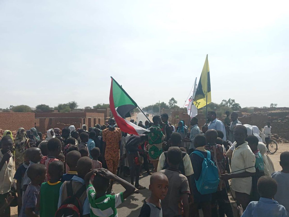 Protesters gathering in Zalingei, Central Darfur to participate in today's nationwide demonstrations against SudanCoup