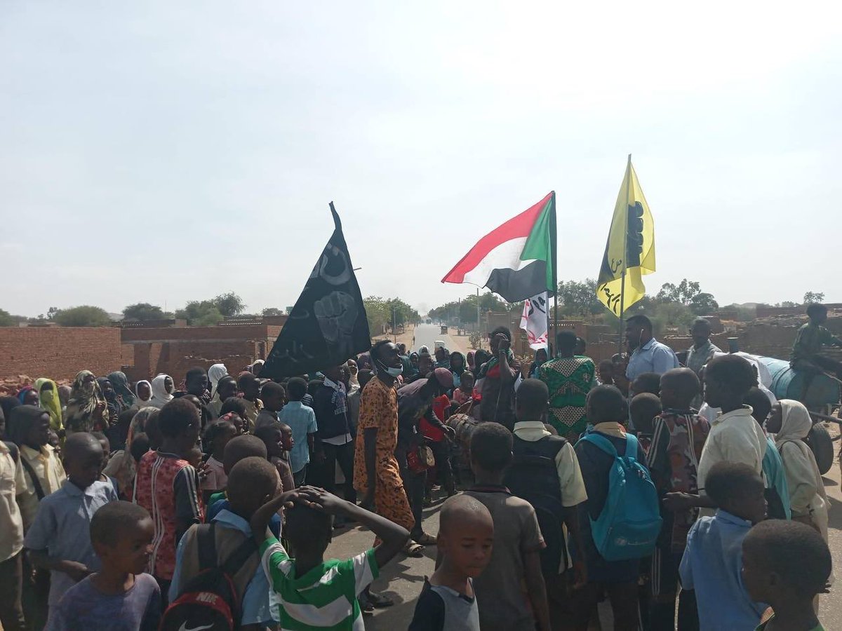 Protesters gathering in Zalingei, Central Darfur to participate in today's nationwide demonstrations against SudanCoup