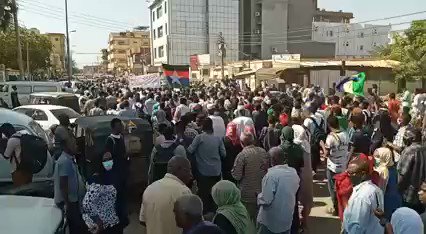 Video of massive demonstration currently taking place in Medani against SudanCoup and military rule. 