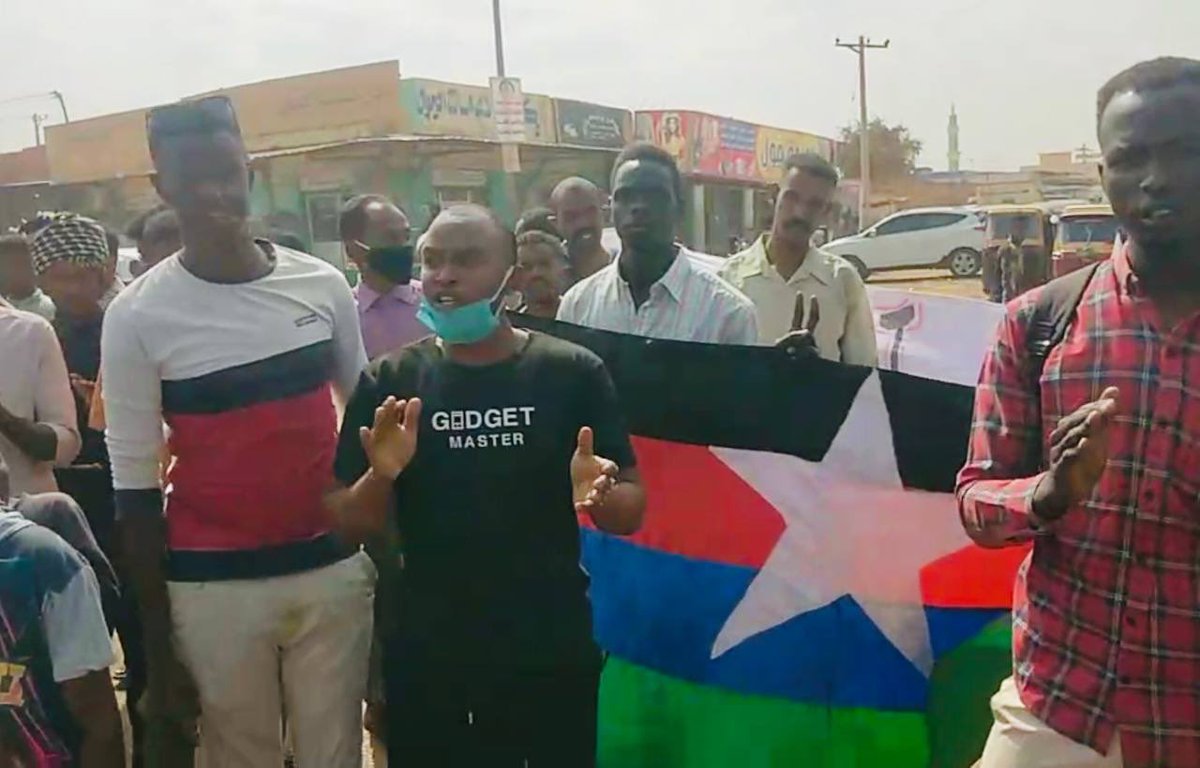 Photos show the beginnings of Jan17March in AlManagil, Jezira State, part of today's nationwide demonstrations against SudanCoup