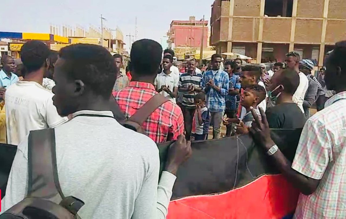 Photos show the beginnings of Jan17March in AlManagil, Jezira State, part of today's nationwide demonstrations against SudanCoup