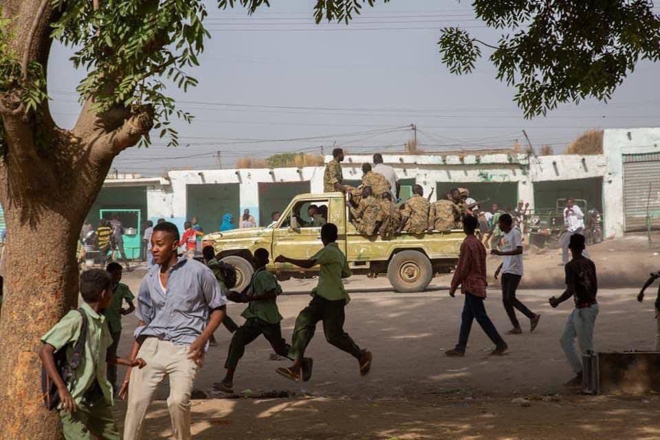 Photos of today's demonstrations in Damazin, Blue Nile State show the presence of SudanCoup forces on the streets