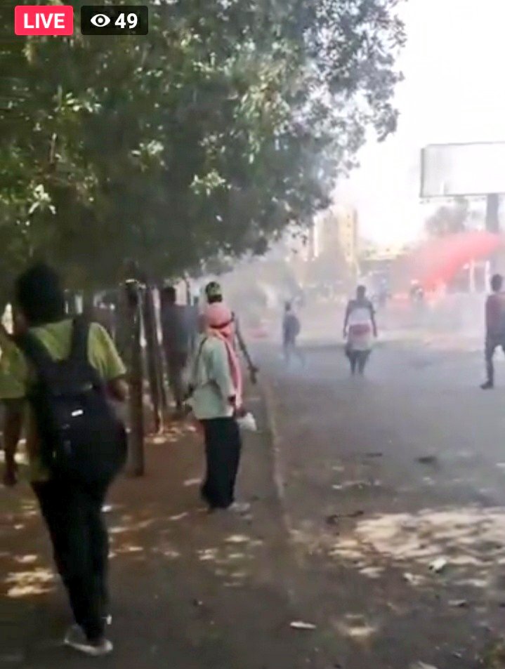 Photos from central Khartoum demos today showing continued use of teargas and other suppression tactics by SudanCoup forces on peaceful protesters