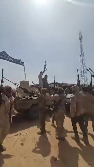 Rapid Support Forces militia members announce they have seized control of the Al-Tina locality, bordering Chad in western Sudan.